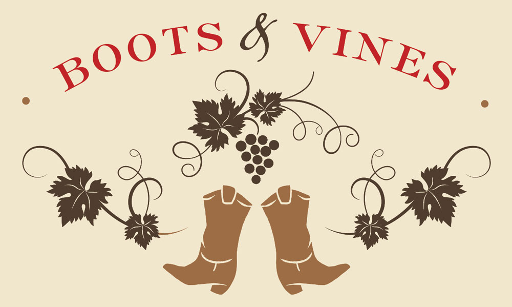Boots and Vines event logo with tan background